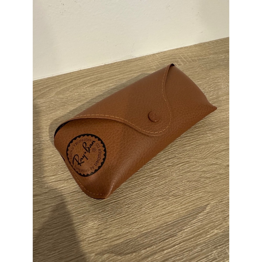 Ray-Ban Brown Leather Sunglasses Case Snap Closure Replacement Eyewear Pouch
